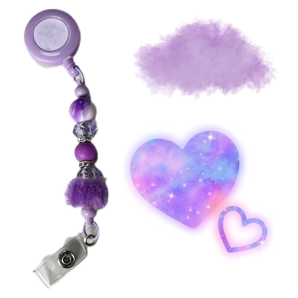 Purple Beaded Badge Reel